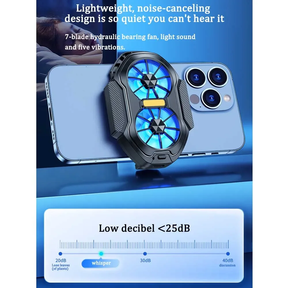 2024 New FS01 Phone Cooler 600mAh Dual Fan Rechargeable Radiator Game Cooling Back Clip Wireless Mute for Smartphones Universal