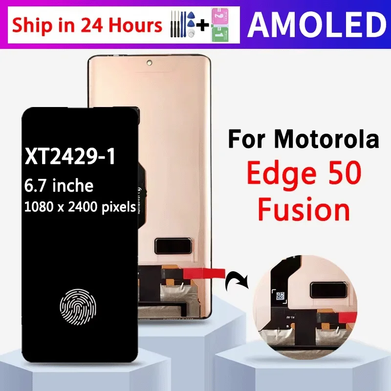 6.7'' P-OLED Edge50Fusion Display For Motorola Moto Edge 50 Fusion LCD Display Touch Screen Digitizer Assembly With Fingerprint