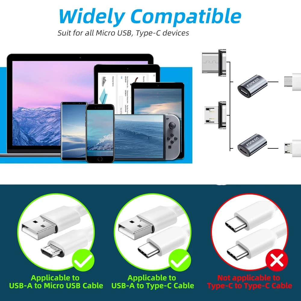 USB C Cable Magnetic Adapter Micro USB Type C Magnetic Charger Connector For Huawei Samsung Usbc 3 in 1 Charging Converter OTG