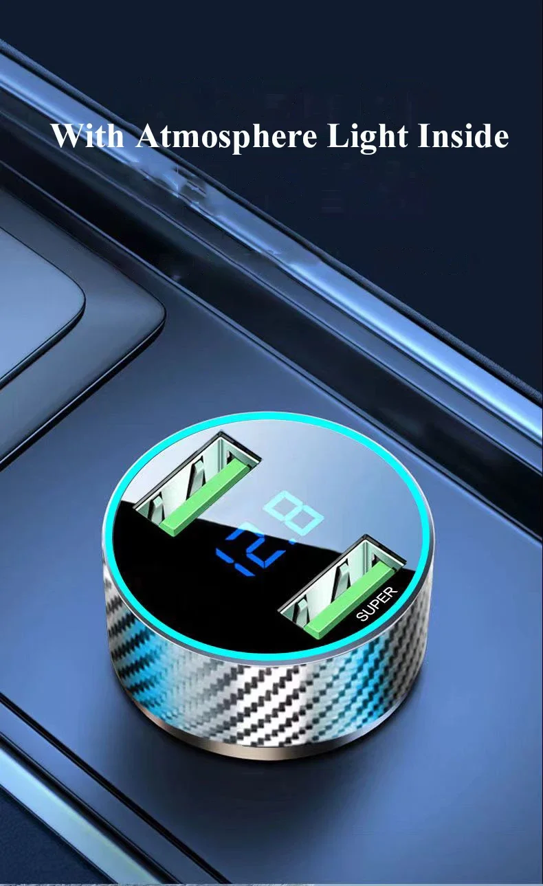 300W USB Car Charger with Voltage Monitor Super Fast Charging Adapter for iPhone 15 Pro Max Samsung OPPO VIVO Huawei Oneplus