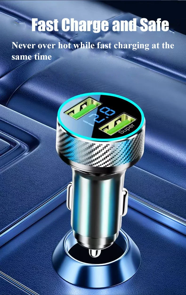 300W USB Car Charger with Voltage Monitor Super Fast Charging Adapter for iPhone 15 Pro Max Samsung OPPO VIVO Huawei Oneplus