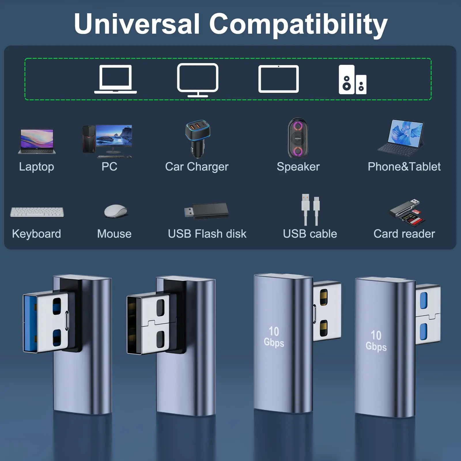 NNBILI USB 3.1 90 Degree Adapter USB A Male to Female Adapter for PC Laptop USB A Car Charger Power Bank and Most USB Devices