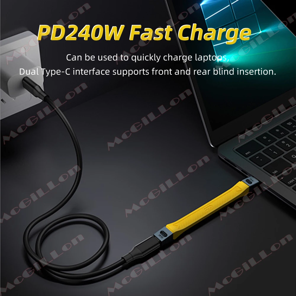 Thunderbolt 5 Full-function Data Cable USB C To USB C Fast Charging PD 240W 16K 60Hz Video Output Functional 80Gbps Transmission
