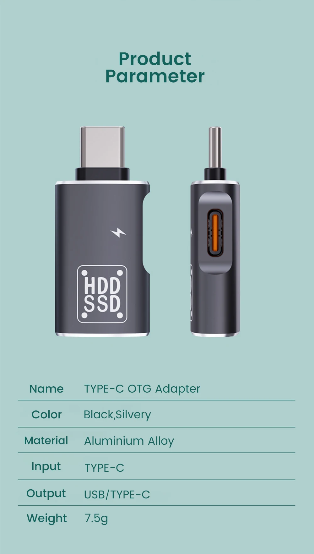 2 In1 Adapter Type C OTG Adapter USB-C Male To USB 2.0 Female Adapter For Macbook Xiaomi HUAWEI Samsung OTG Connector