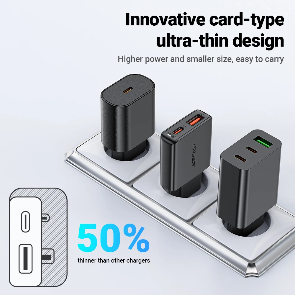 ACEFAST Ultra Thin GaN PD30W Fast Charging Phone Charger For iPhone 17/16/15 Pro Max Wall Travel Quick Charging For Samsung S23
