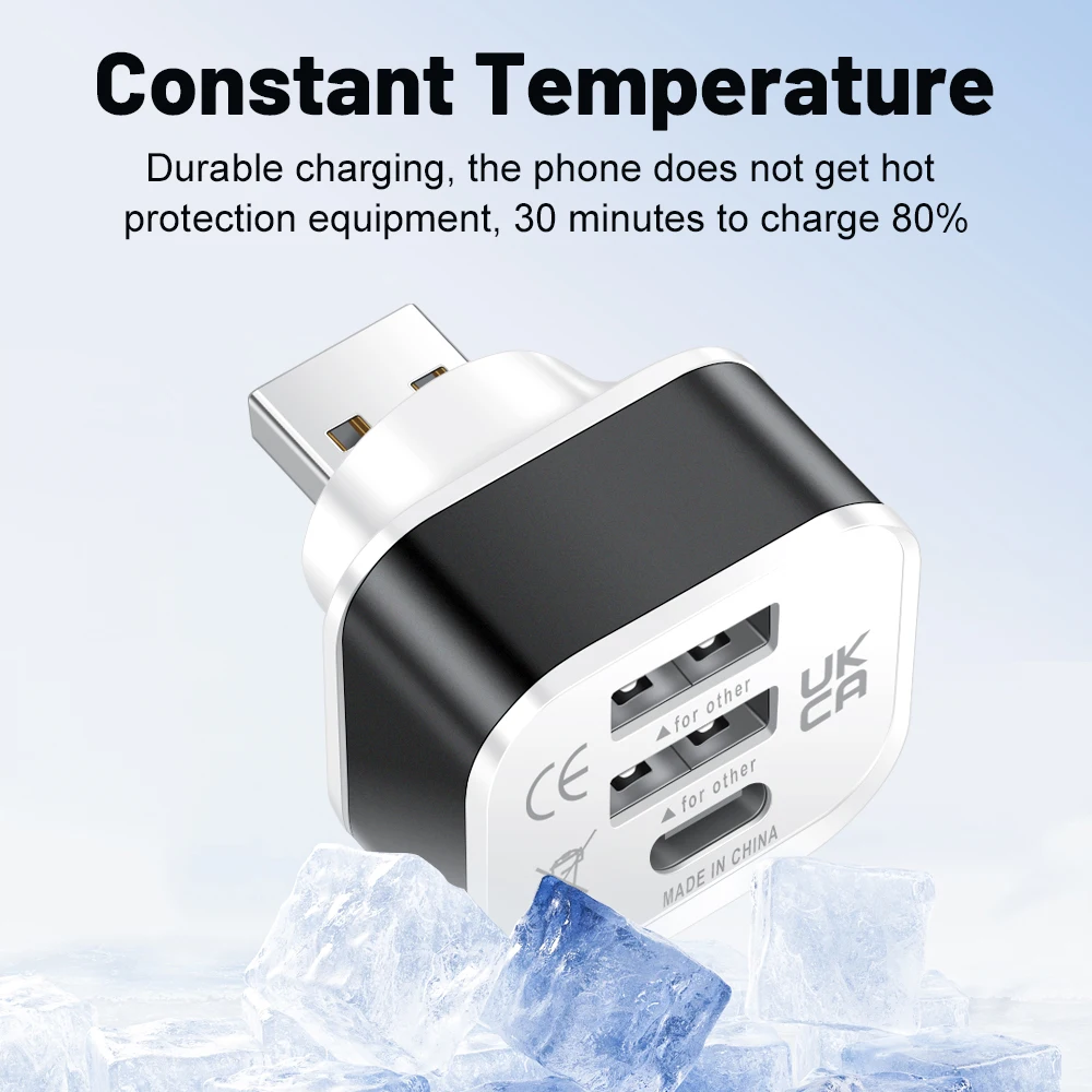 3-Port New 2.0 2USB+Type-c Charger Expander USB Splitter USB Hub Adapter Multi-purpose Connector For iPhone 14 Pro Samsung