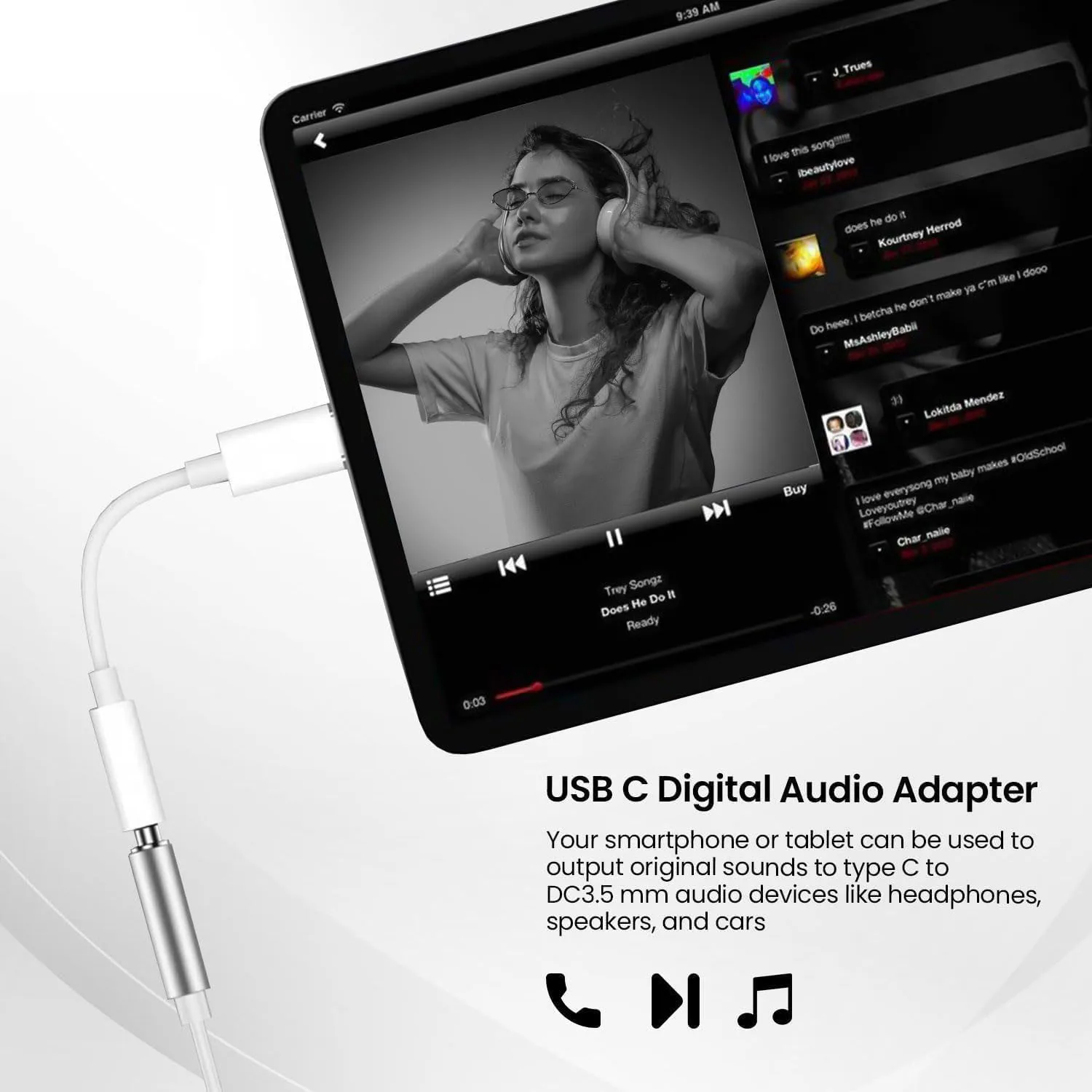 Type-C to 3.5mm Audio Adapter, USB-C Converter, Suitable for Various 3.5mm Interface Headphone Adapters IPhone17 Plus Xiaomi