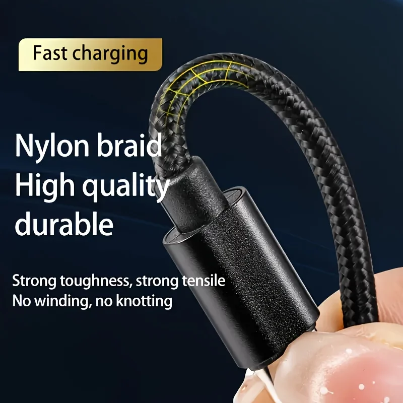 1PCS/3PCS USB to Type C fast mobile phone charging cable data cable, suitable for braided charging cables of Android, Samsung