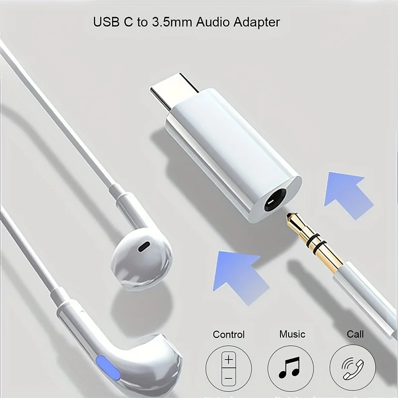 Type-c To 3.5mm Jack AUX Audio Adapter For iPhone 15-17 Pro Max Type C To 3.5mm With Mic For Samsung Xiaomi Headphone Connector