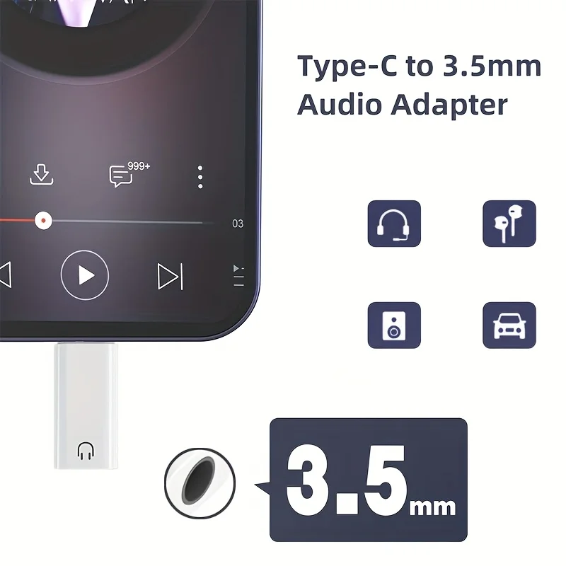 Type-c To 3.5mm Jack AUX Audio Adapter For iPhone 15-17 Pro Max Type C To 3.5mm With Mic For Samsung Xiaomi Headphone Connector
