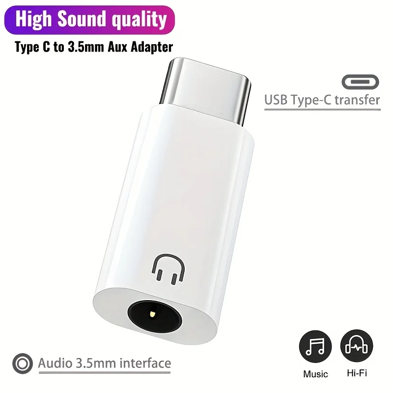 Type-c To 3.5mm Jack AUX Audio Adapter For iPhone 15-17 Pro Max Type C To 3.5mm With Mic For Samsung Xiaomi Headphone Connector