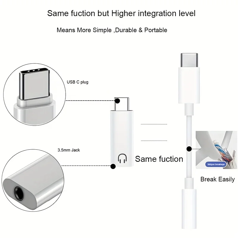 Type-c To 3.5mm Jack AUX Audio Adapter For iPhone 15-17 Pro Max Type C To 3.5mm With Mic For Samsung Xiaomi Headphone Connector