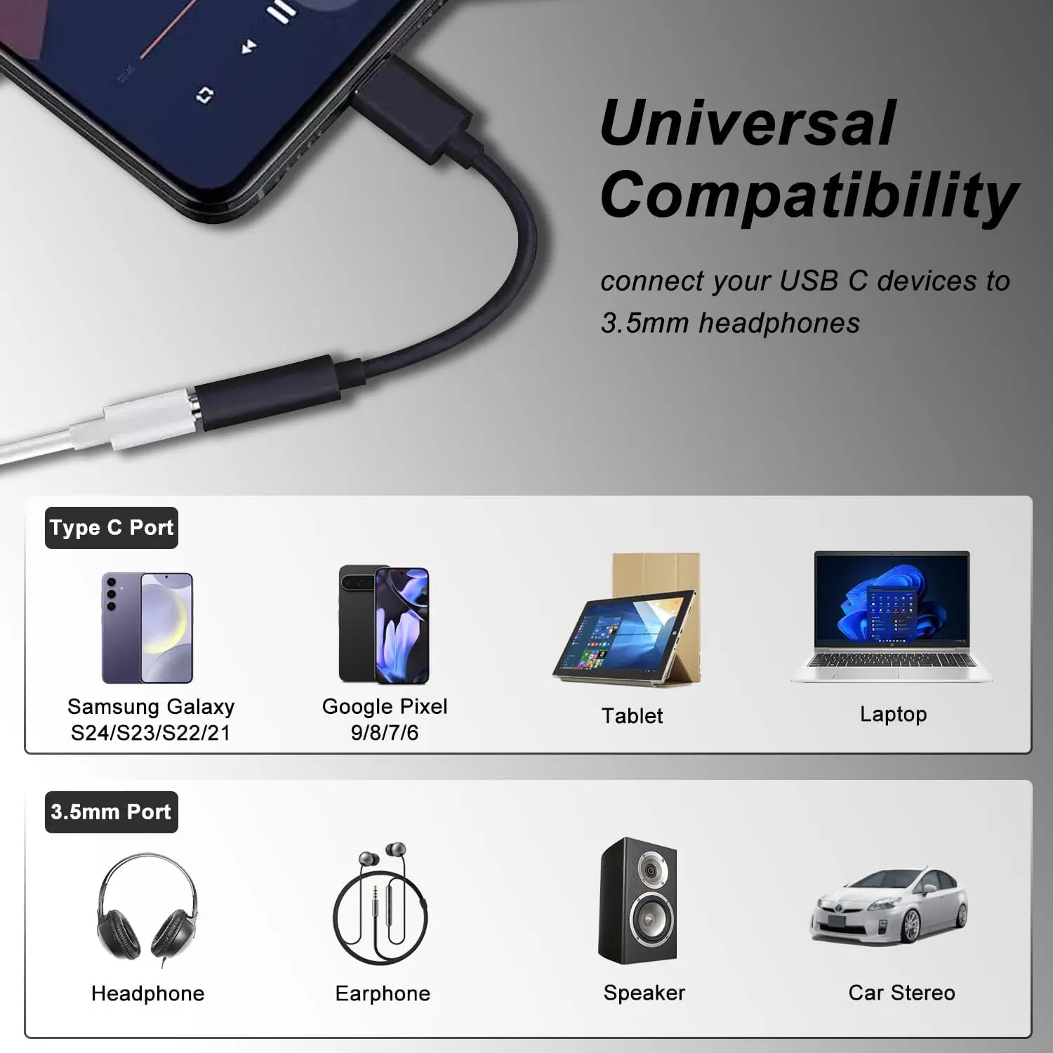 Type C to 3.5mm Headphone Adapter USB-C 3.5 Jack Audio Cable for Huawei P30 Xiaomi Samsung Oneplus Earphone Audio Adapter
