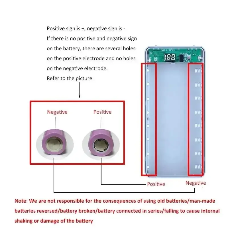 DIY 8/10 Slot 18650 Battery Holder Power Bank Case Dual USB Type C Charger Shell For iPhone Xiaomi Huawei 18650 Battery Cases