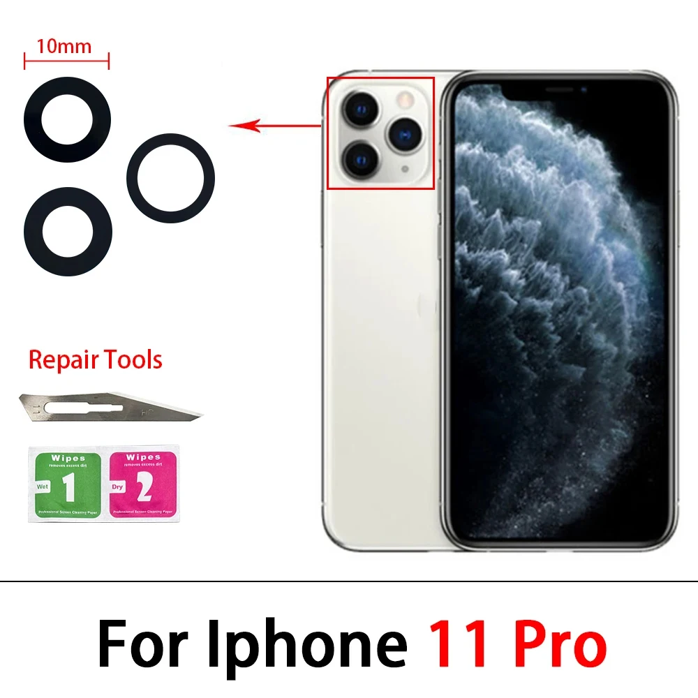 Camera Glass Lens Back Rear Camera Glass Lens with Glue Replacement Repair Spare Parts For iPhone 11 Pro Max 14 Plus 13 12 Mini