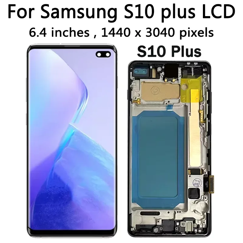 TFT Quality with Frame for Samsung S10 Plus S10+ G975F Lcd Display Digital Touch Screen for Samsung S10 G973F Screen Replacement