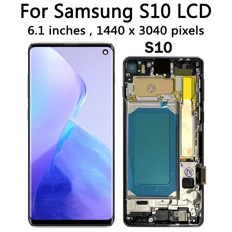 TFT Quality with Frame for Samsung S10 Plus S10+ G975F Lcd Display Digital Touch Screen for Samsung S10 G973F Screen Replacement