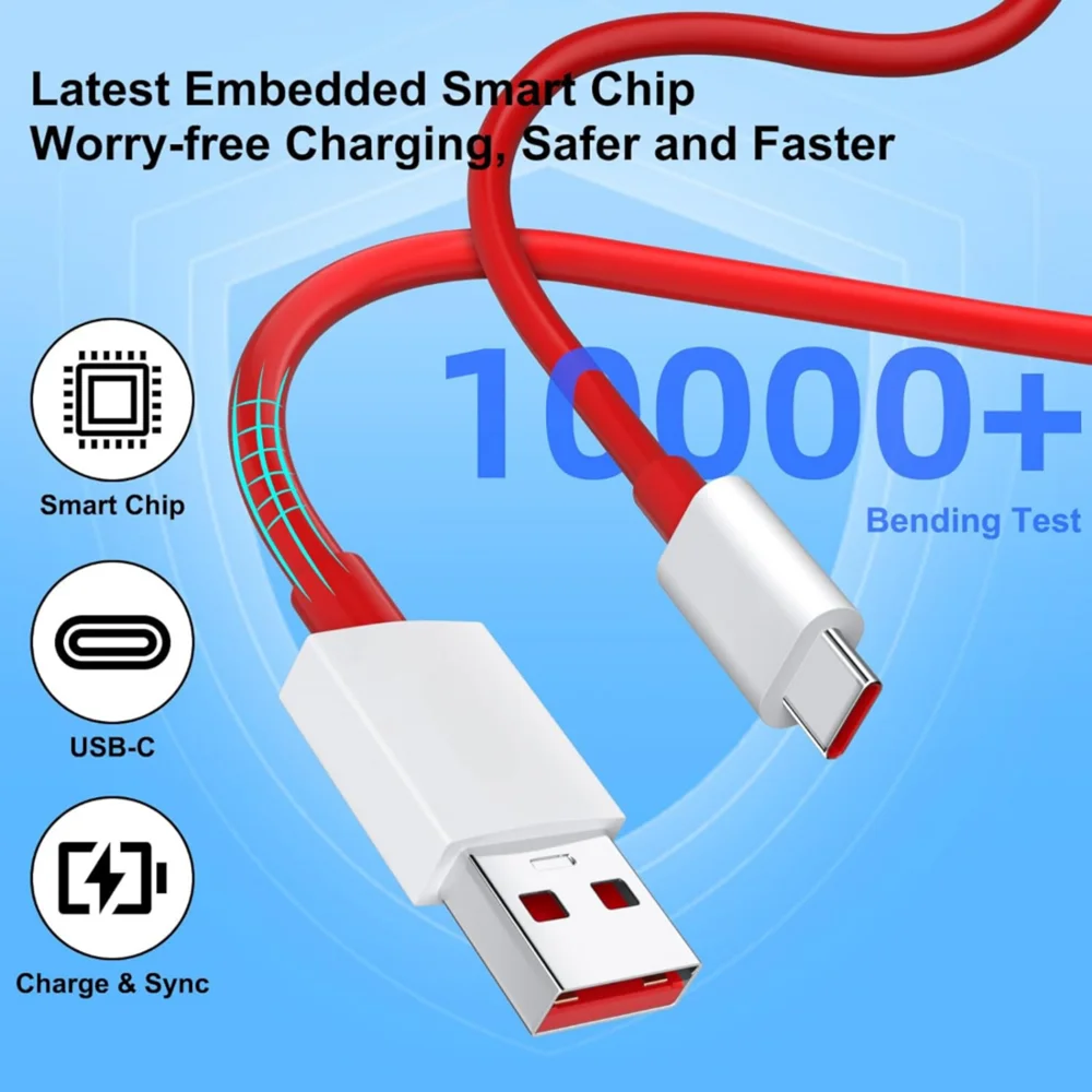 80W Ultra Fast EU Charger For OnePlus 8T 9 10 11 12 Pro 13 15 Nord 2 2T 3 4 5 CE 3 N200 N300 5G Type C USB Quick Charging Cable