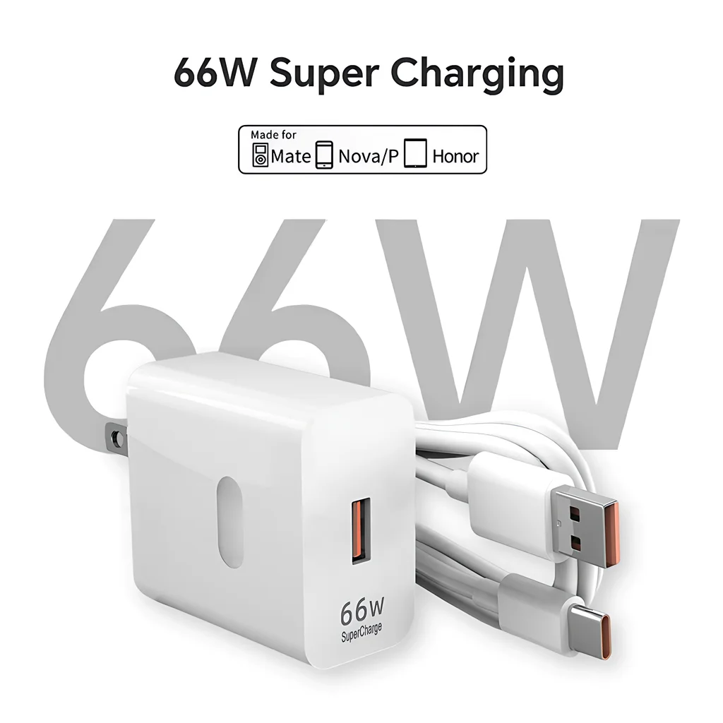 6A 66W Super Fast Charger For Huawei P50 P60 Mate 40 50 60 Nova 11i 12s 13 Pro HONOR 200 300 X8c Type C USB Quick Charging Cable