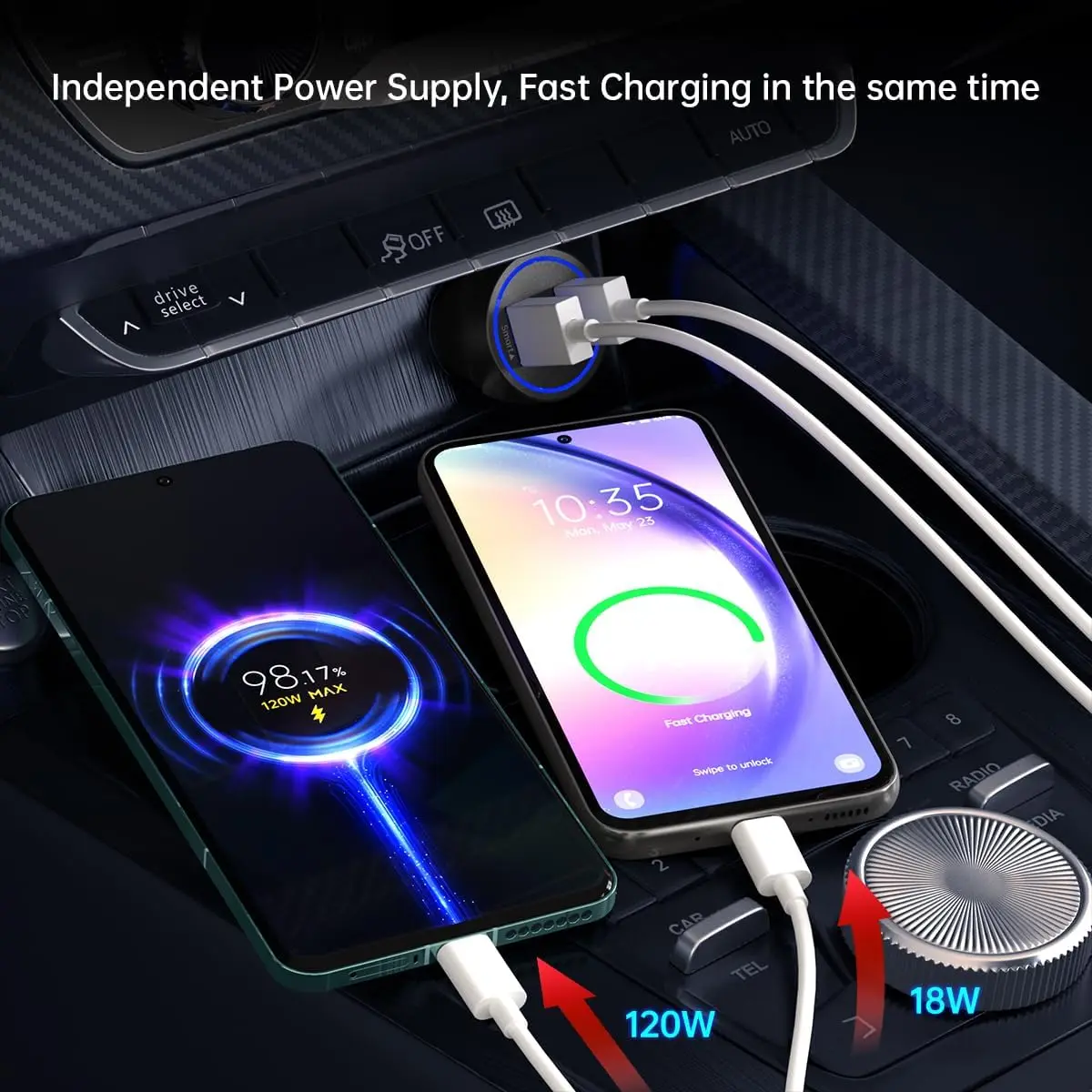 For Xiaomi Car Charger 120W 100W HyperCharge Super Fast Charging In Car Cargador Auto For Mi 17 15 14 13 12 Poco F8 X7 X6 Redmi