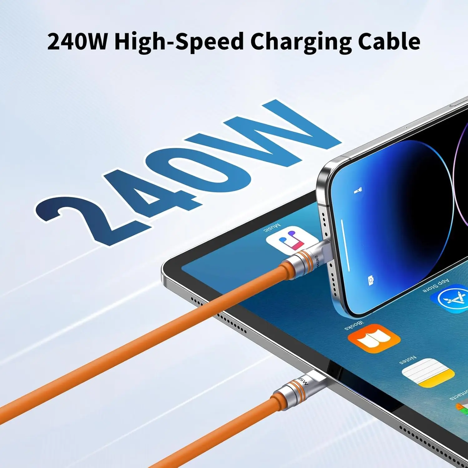 Hichain 2pack USB C To Type C Fast Charging Cable PD240W Liquid Silicone Zinc Alloy Soft C Cable For iphone Laptop Tablets