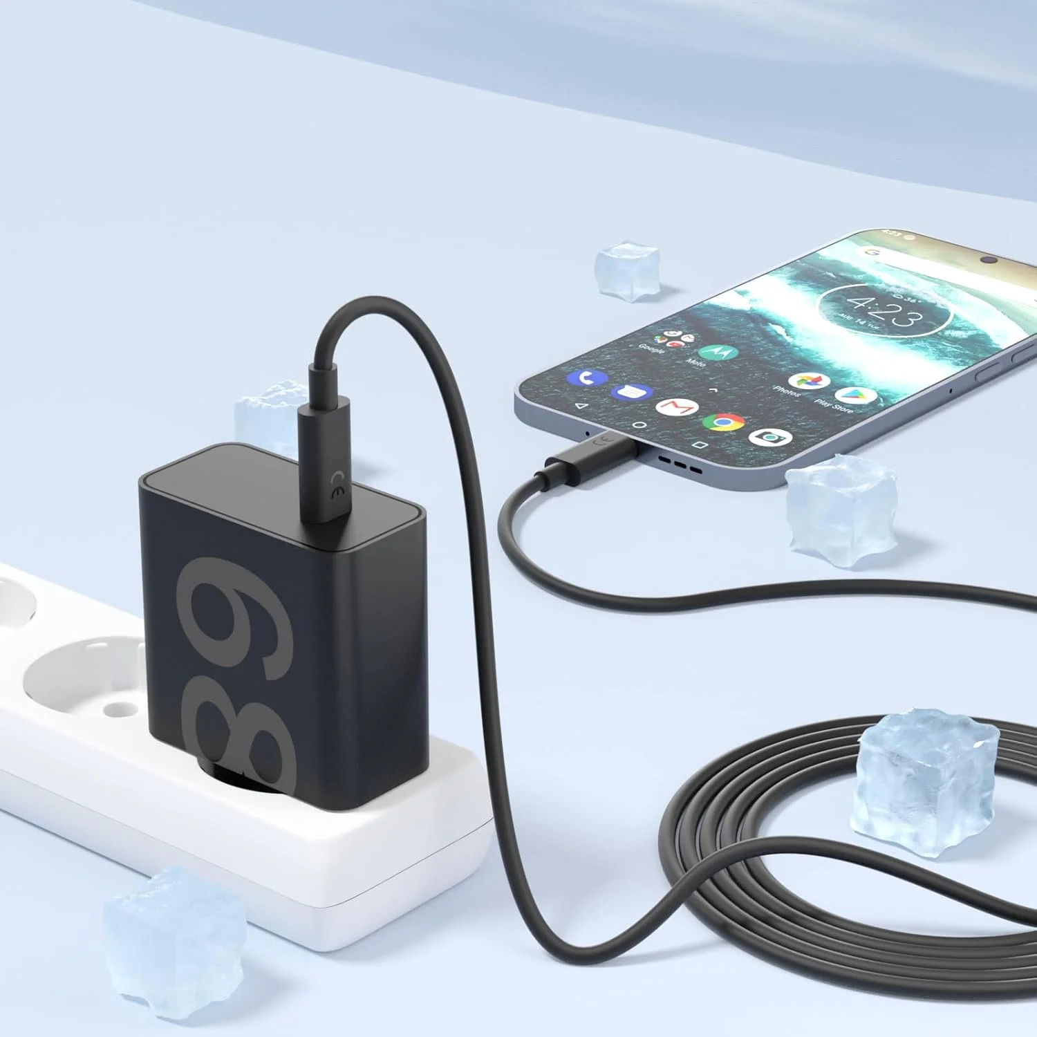 68W USB C Charger Fast Charging with Cable for Motorola Edge Series Moto G06 Power/G86/G85 Razr 60/50 Ultra PD/QC Power Adapter