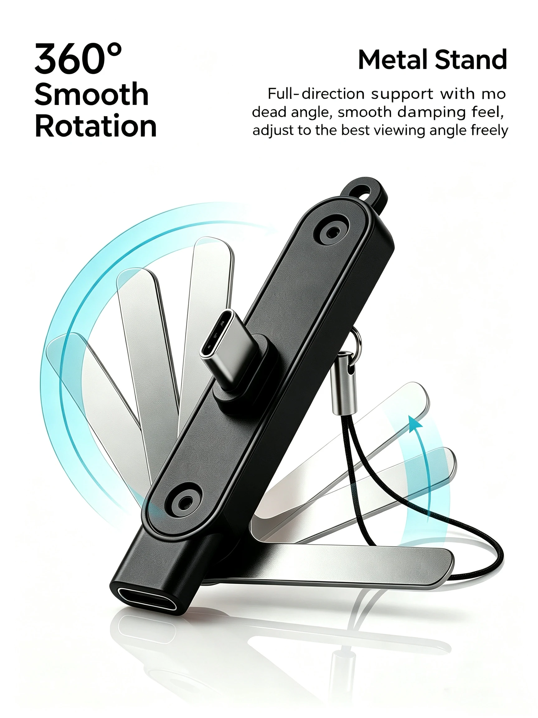 Type C Phone Charging Bracket Adapter 240W Fast Charging OTG Type-C Male to USB-C Female Converter With foldable Holder