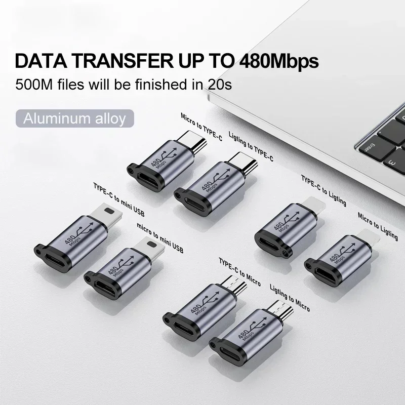 USB C Adapter Type C To Micro To Mini USB Female Converters for IPhone 14 13 Xiaomi Samsung for Lightning Male Charger Adapter