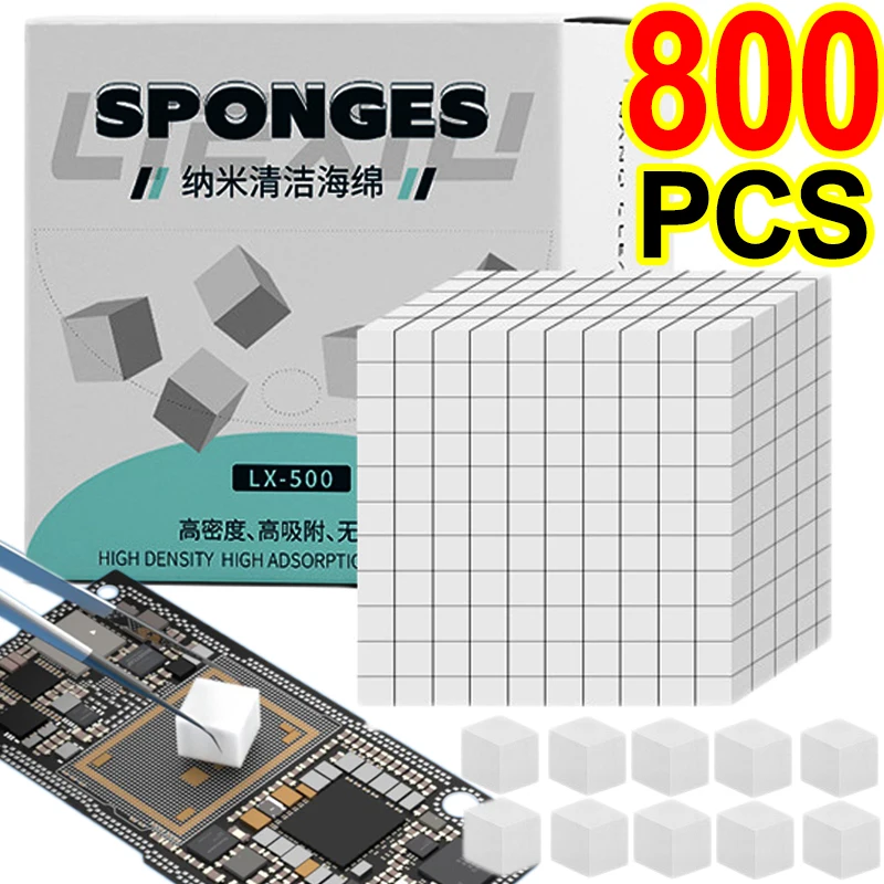 500/800PCS NC800 Nano Cleaning Sponge For Cleaning Motherboard Screen Camera PCB Soldering Flux Solder Oil Repair Cleaner Tool