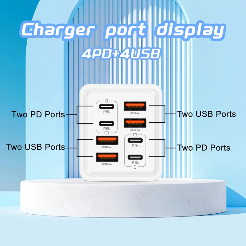 Lenovo 2026 New 240W Multi Port Charger Pd Smartphone Super Fast Charging 4usb-4type-C Charging Head EU US UK Adapter