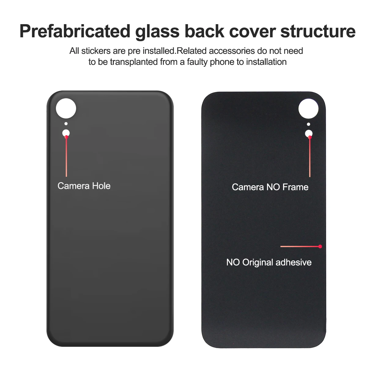 For iPhone XR Back Glass Replacement Battery Cover Rear Door Housing Case - Mobile Phone Part Accessory