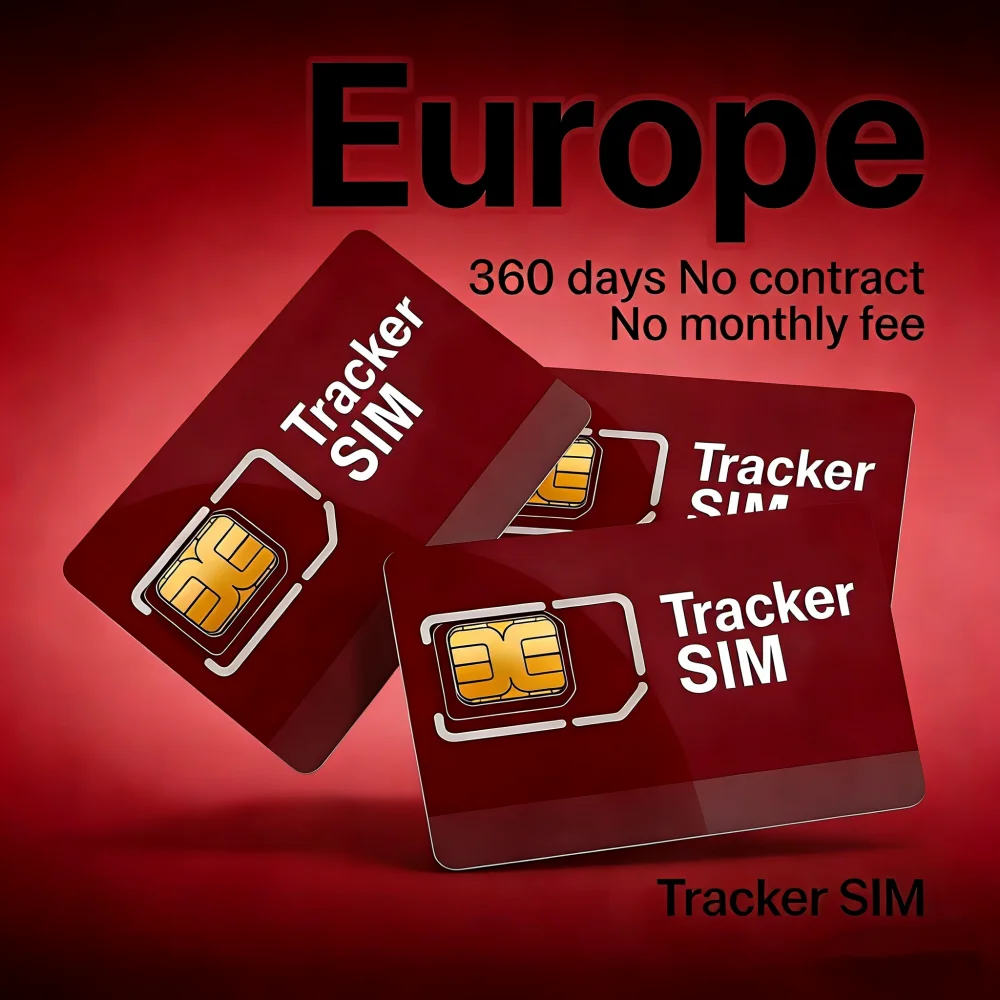 Europe 4G SIM Card for GPS Tracker, No Contract, 360MB/500MB 360 Days LTE Cat1 M2M Roaming, for TK303F ST-902 C08 Etc