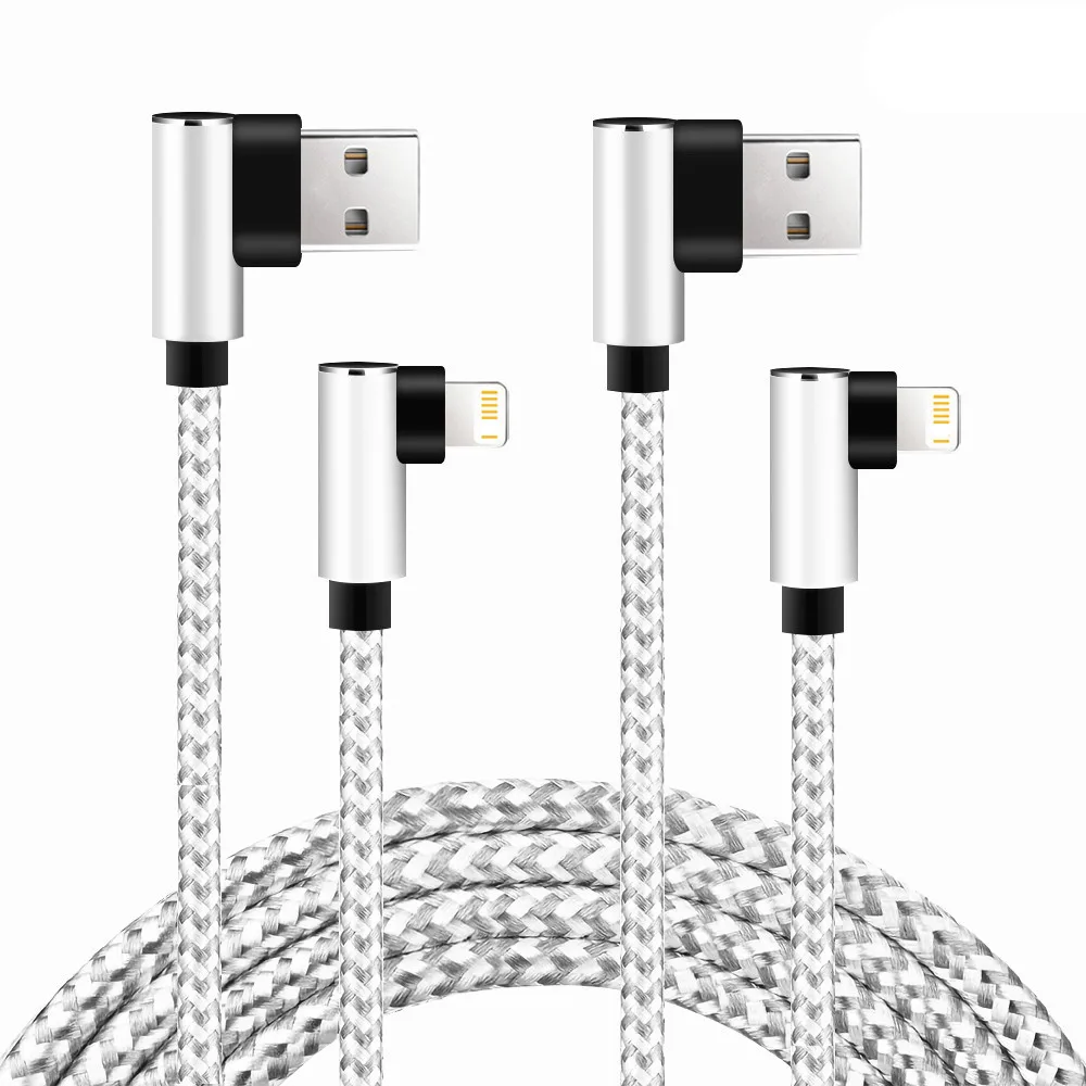 USB Cable 90 Degree For iPhone 14 13 12 11 Pro Max X XR 6s 7 8 Plus 1m 2m Lead Mobile Phone Fast Charging Cord Data Charger Wire