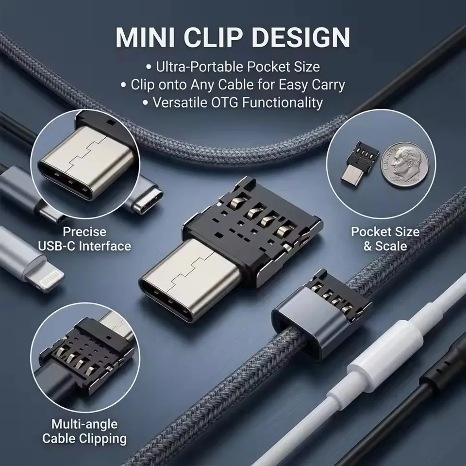 1-20Pcs USB-C Male to USB 2.0 Female Data Connector Mini USB C OTG Connector Adapter Type C To USB Adapte for Macbook Samsung