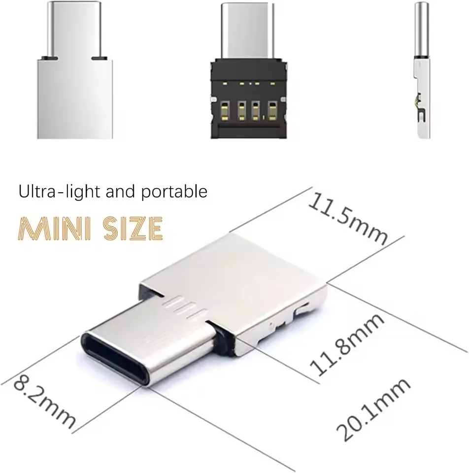 1-20Pcs USB-C Male to USB 2.0 Female Data Connector Mini USB C OTG Connector Adapter Type C To USB Adapte for Macbook Samsung