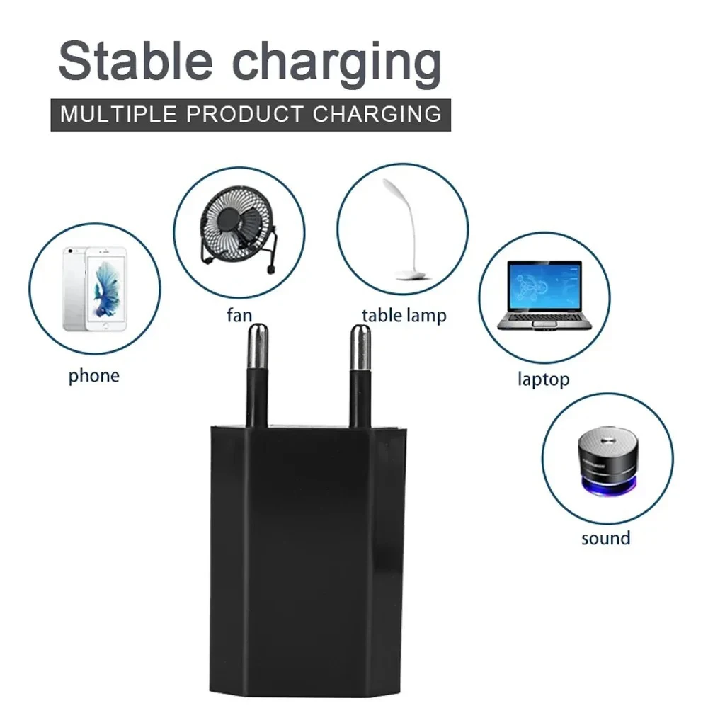 1-5Pcs Mini Universal Eu Plug 5V 1A USB-A Charger Wall Phone Power Adapter For iPhone Xiaomi Huawei Samsung Home Travel Charger