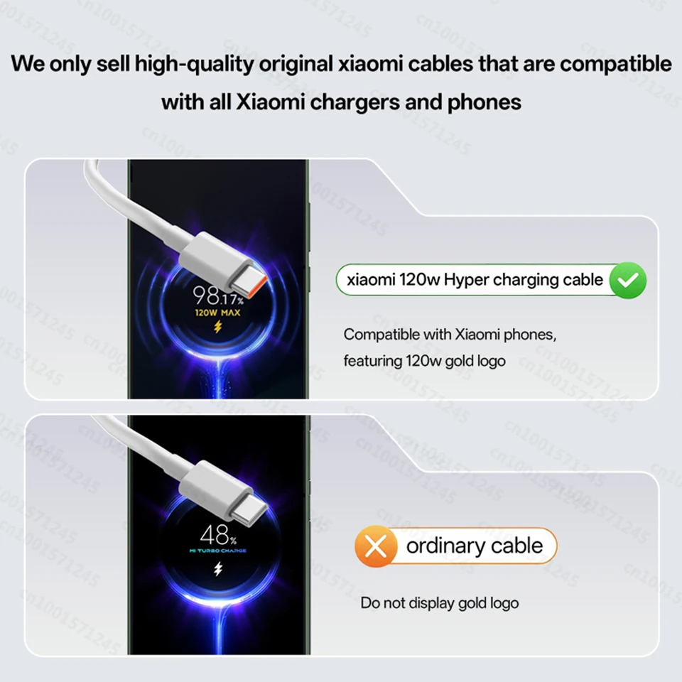Original XIAOMI Redmi 120W 6A Type C Cable 90W 67W Turbo Charger Cabel Wire 33W Xiaomi 17 15 15t 14 Poco X8 X7 F8 M8 Pro Pad 6