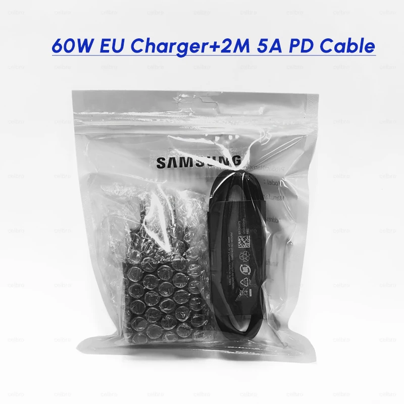 60W Samsung Original Fast Charger USB C Plug with USB C Cable Samsung S26 S25 S24 S23 S22 S21 Ultra Plus A57 A56 A36 A54 Adaptor