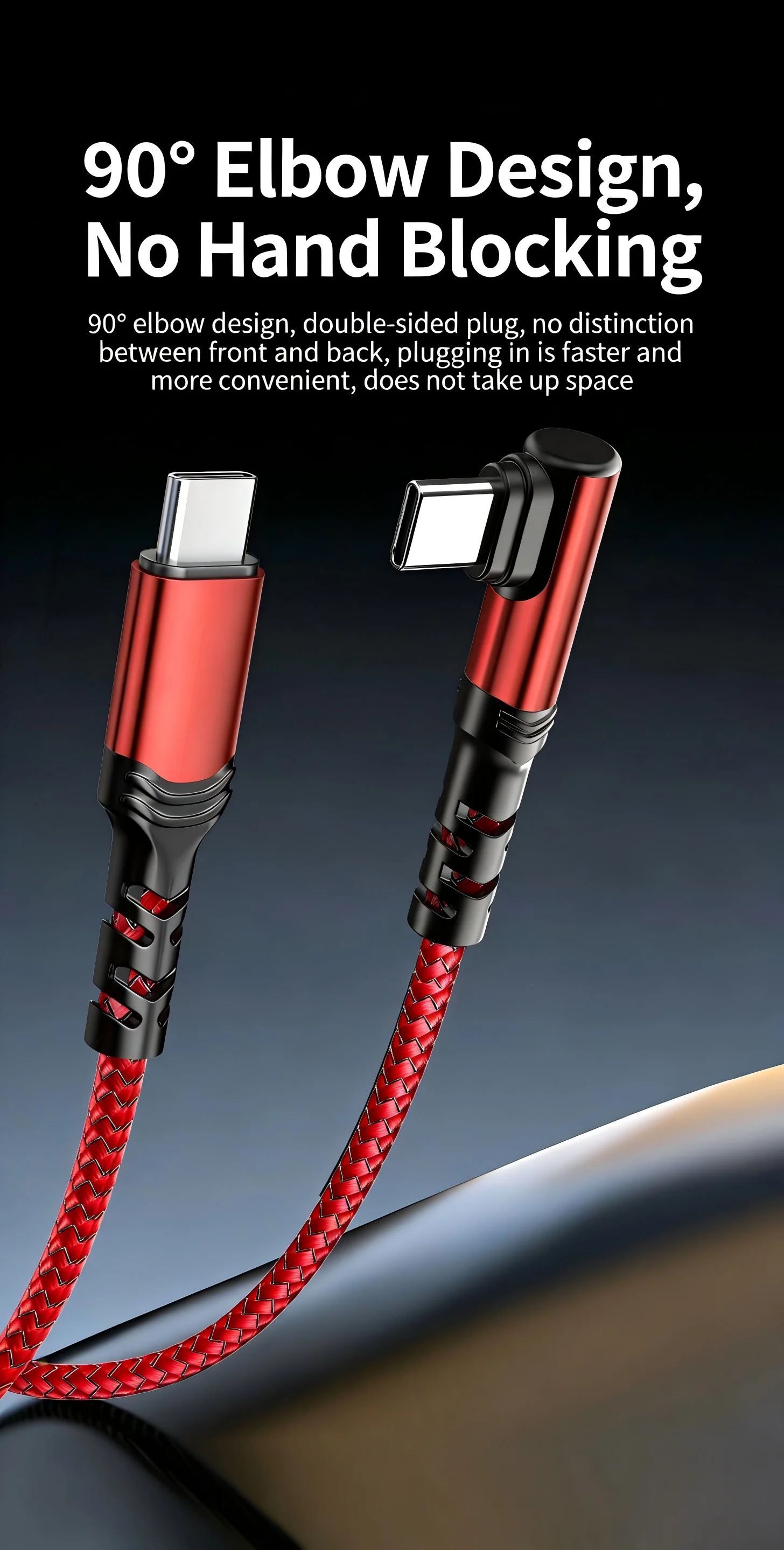 120W 0.3m/1m/2m 90 Degree Elbow Nylon Braided Quick Charger Elbow USB C to Type C Cord Cable For iPhone 15 16 17 Samsung Xiaomi