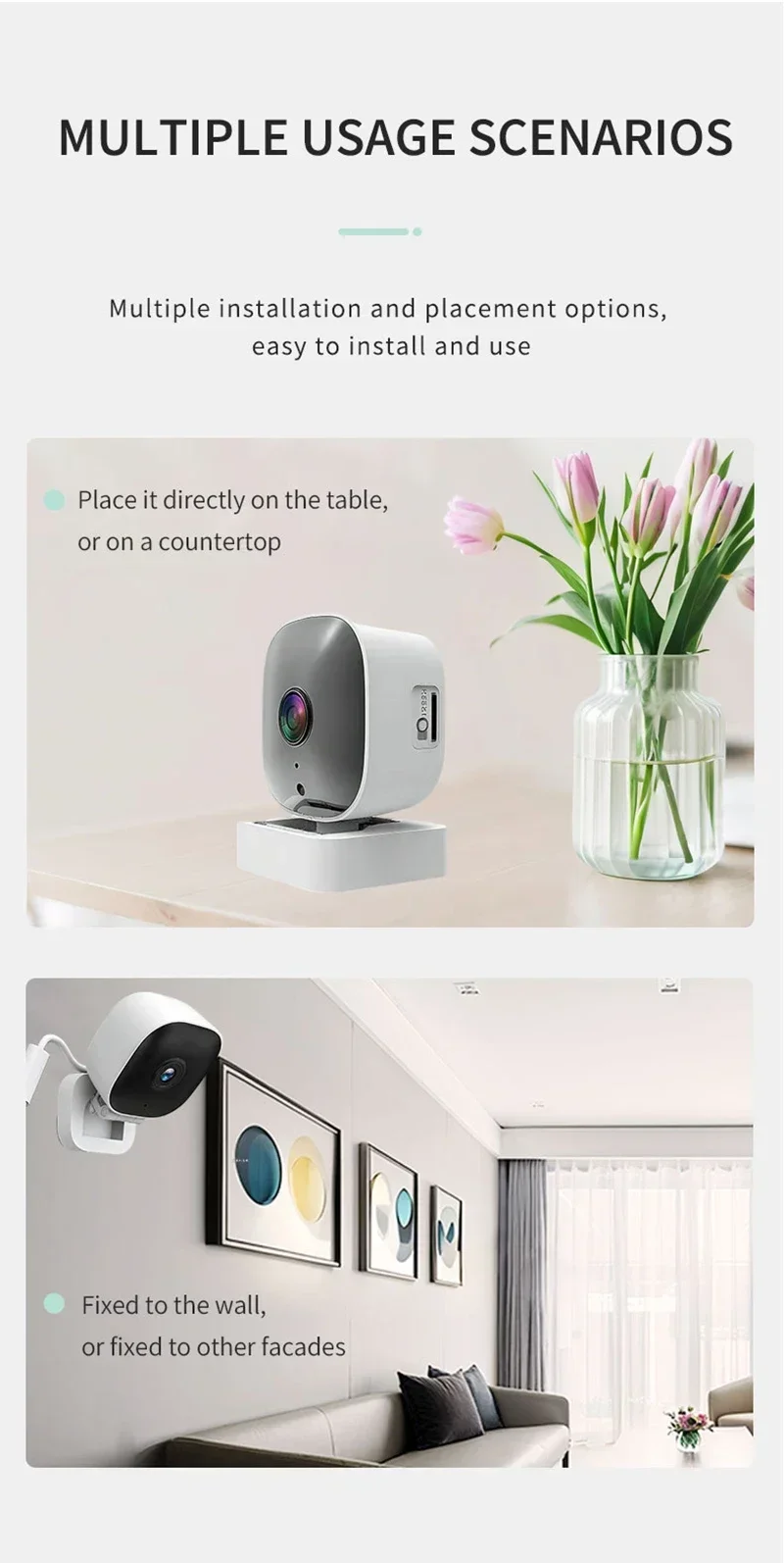 2.4/5GHz WiFi 3MP 1080P HD Night Vision Paste Mount Security Camera Indoor Home Surveillance Safety Monitoring 2026