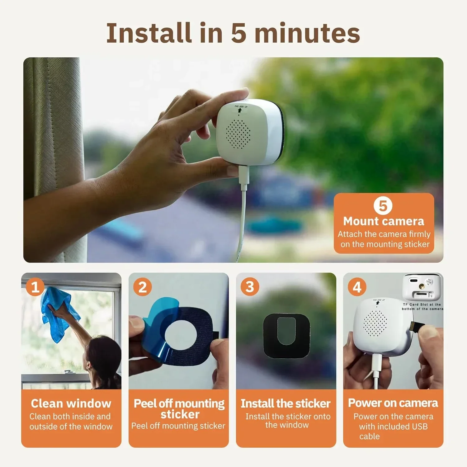 2.4/5GHz WiFi 3MP 1080P HD Night Vision Paste Mount Security Camera Indoor Home Surveillance Safety Monitoring 2026