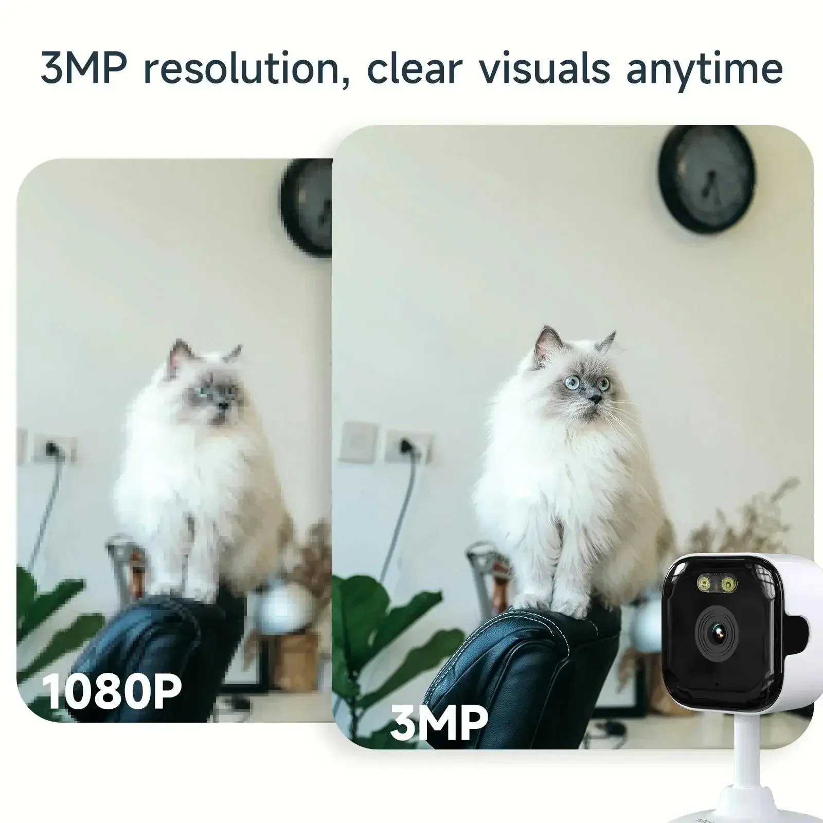 2.4/5GHz WiFi 3MP 1080P HD Night Vision Paste Mount Security Camera Indoor Home Surveillance Safety Monitoring 2026