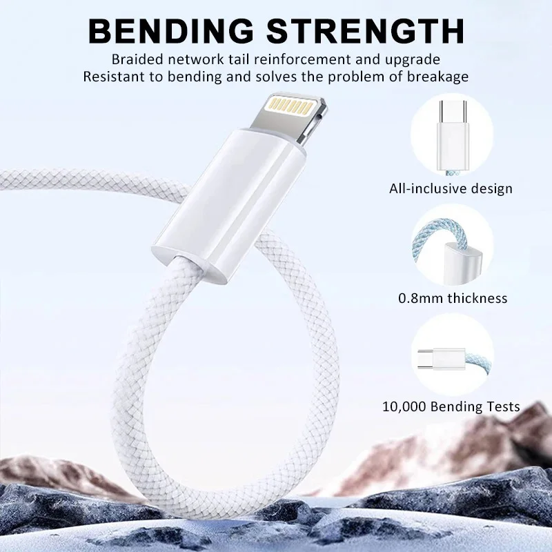 60W Fast Charging Nylon Braided USB-C to Type C Color Cable PD For iPhone 13 14 Pro Max 11 12 XR XS Max Plus Samsung Data Sync