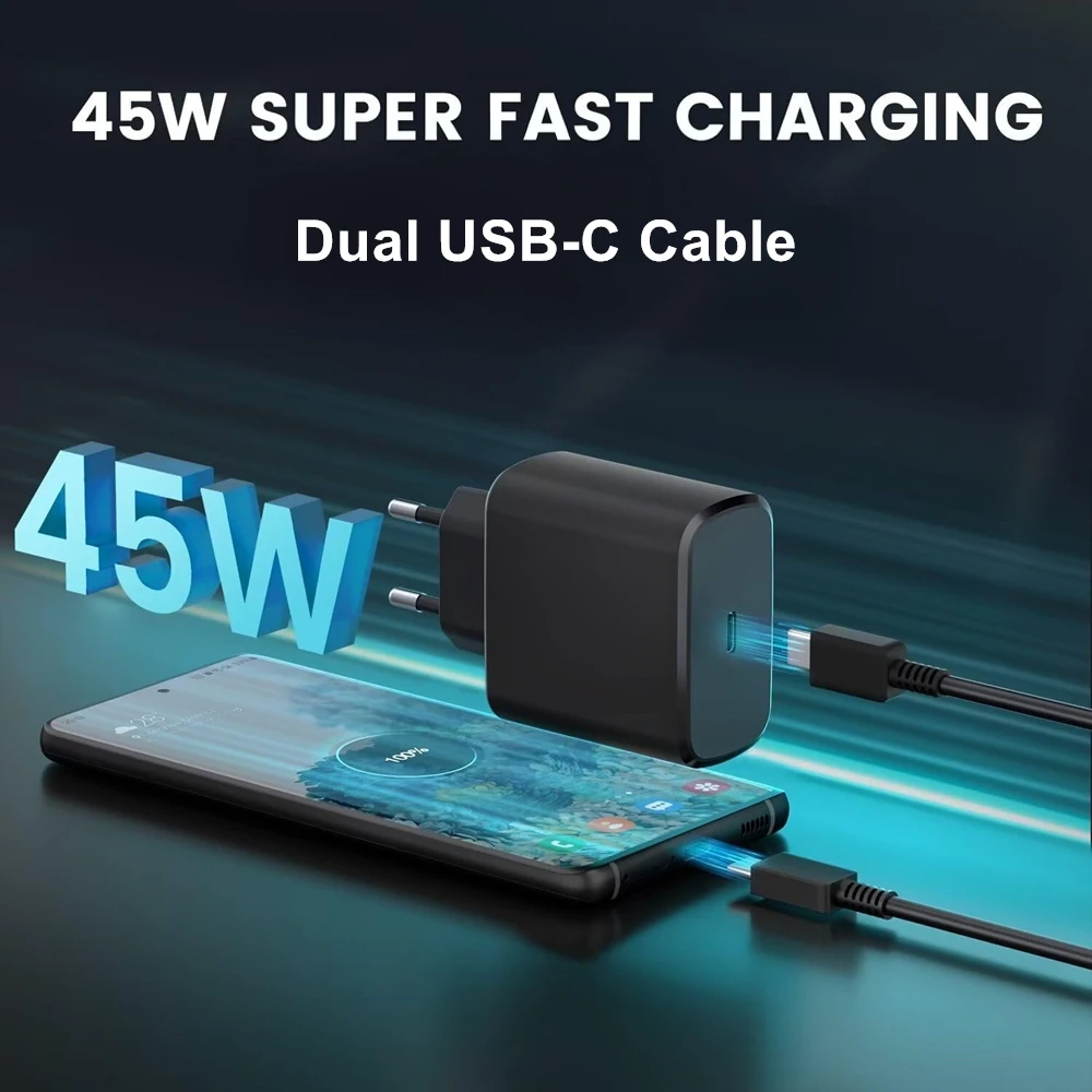 3PCS 5A 45W Dual USB-C Fast Charge Cable For Samsung S24 FE S25 Plus S26 Ultra A55 A56 A57 Type C to Type C Quick Charging Cable