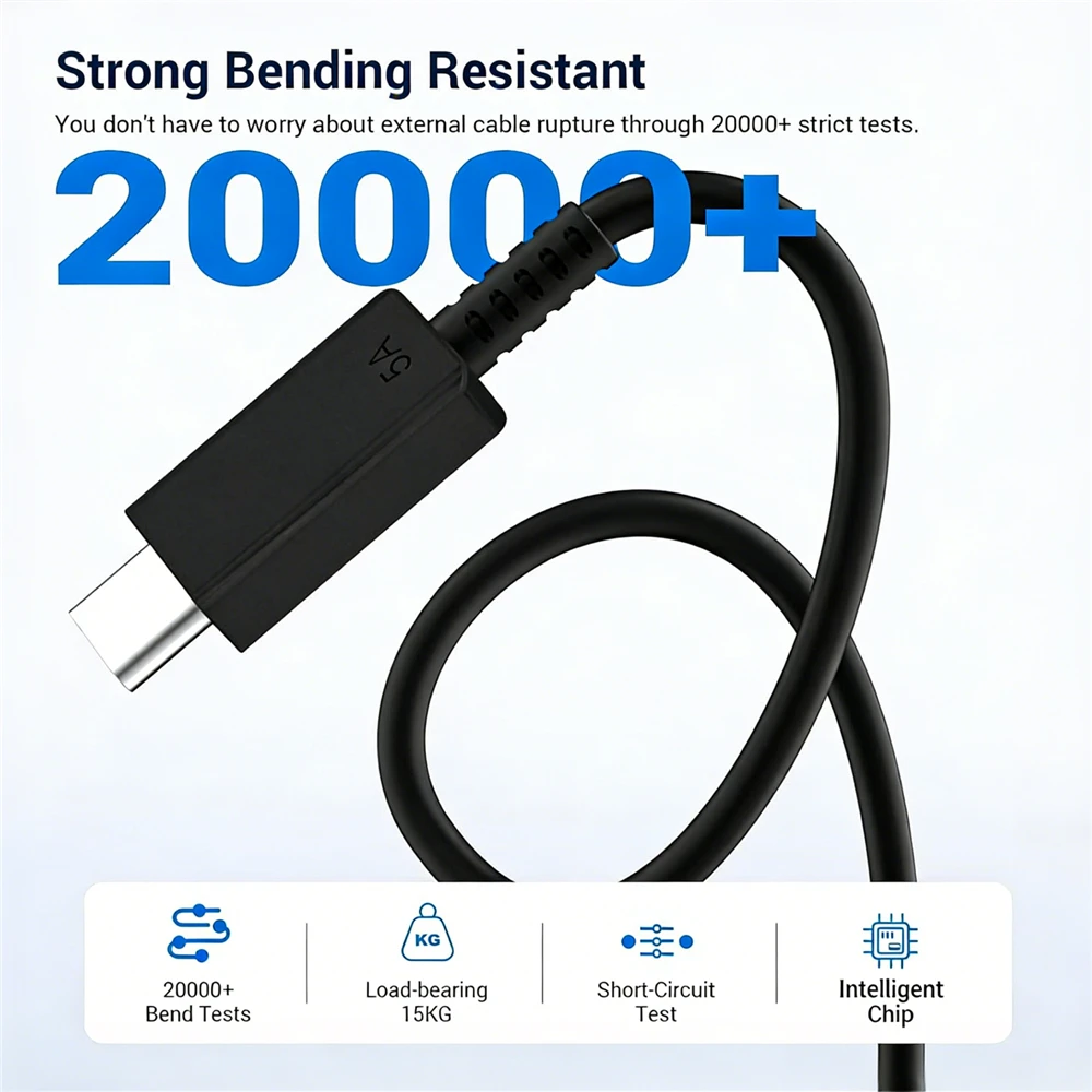 3PCS 5A 45W Dual USB-C Fast Charge Cable For Samsung S24 FE S25 Plus S26 Ultra A55 A56 A57 Type C to Type C Quick Charging Cable