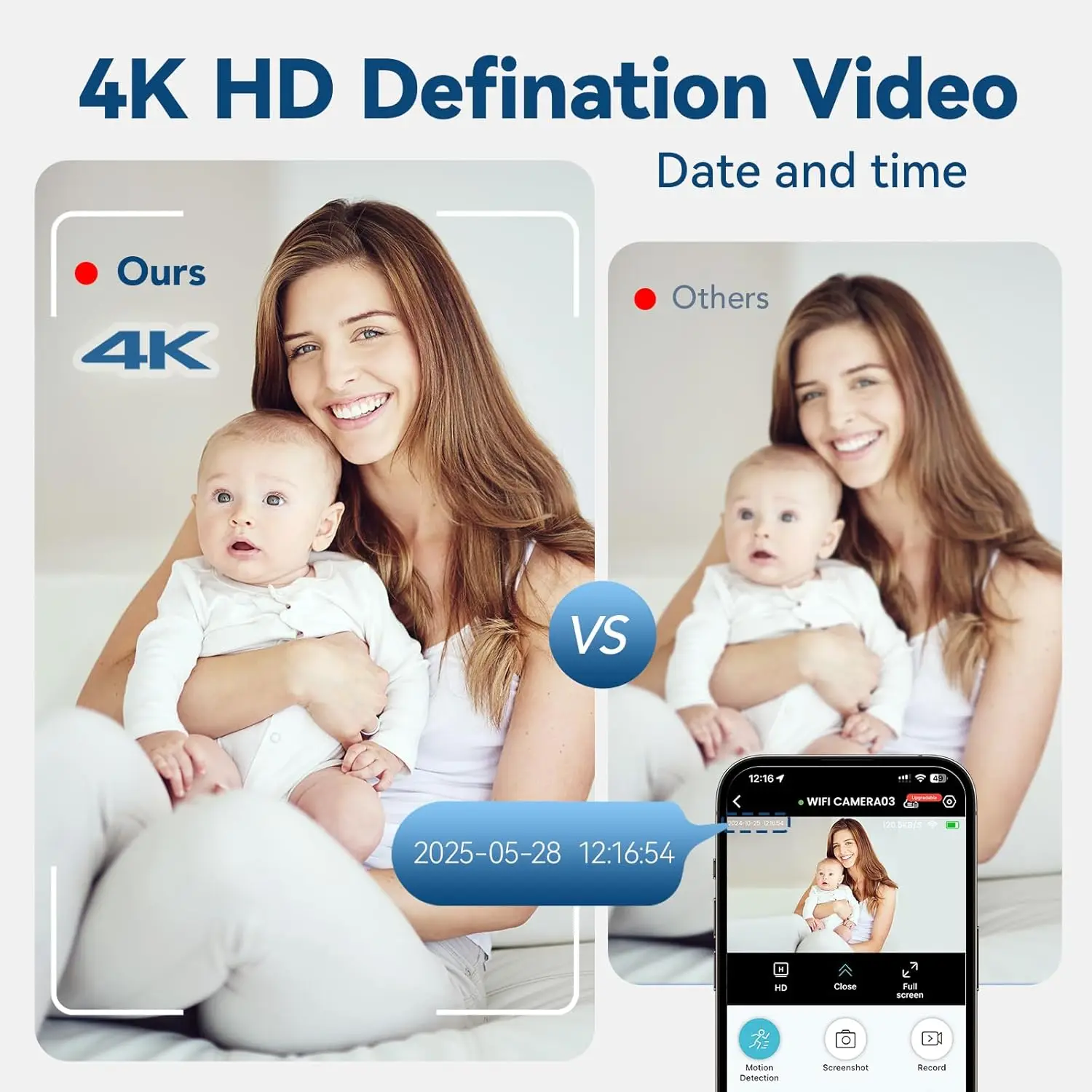 New 4K Camera WiFi Wireless Monitor Night Vision Remote Motion Detecting Camcorders Security Protection Indoor Surveillance 2026