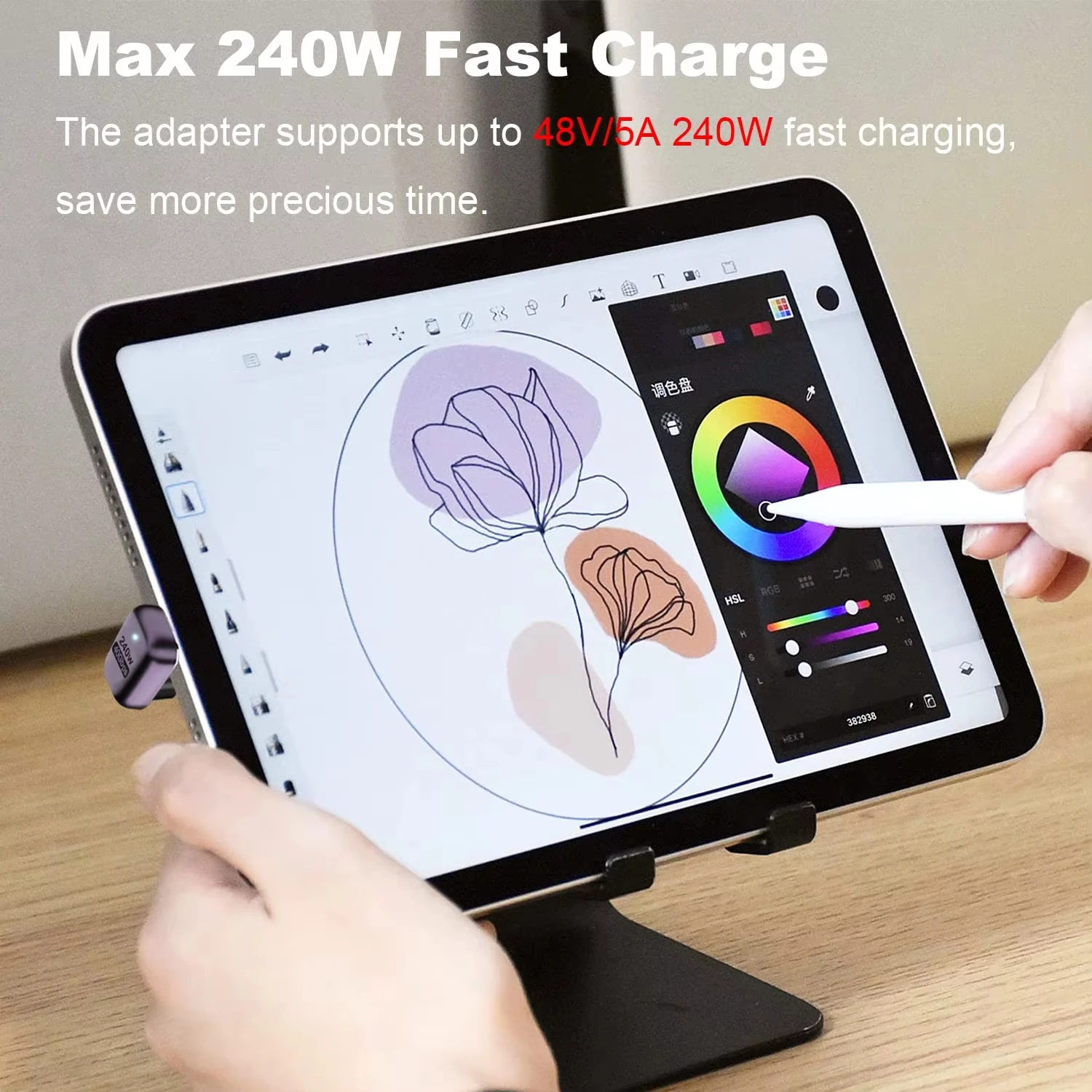 NNBILI 1/5PCS PD 240W USB C 180° Adapter U Shape Type C Male to Female 40Gbps Connector for Thunderbolt MacBook Laptop Tablet