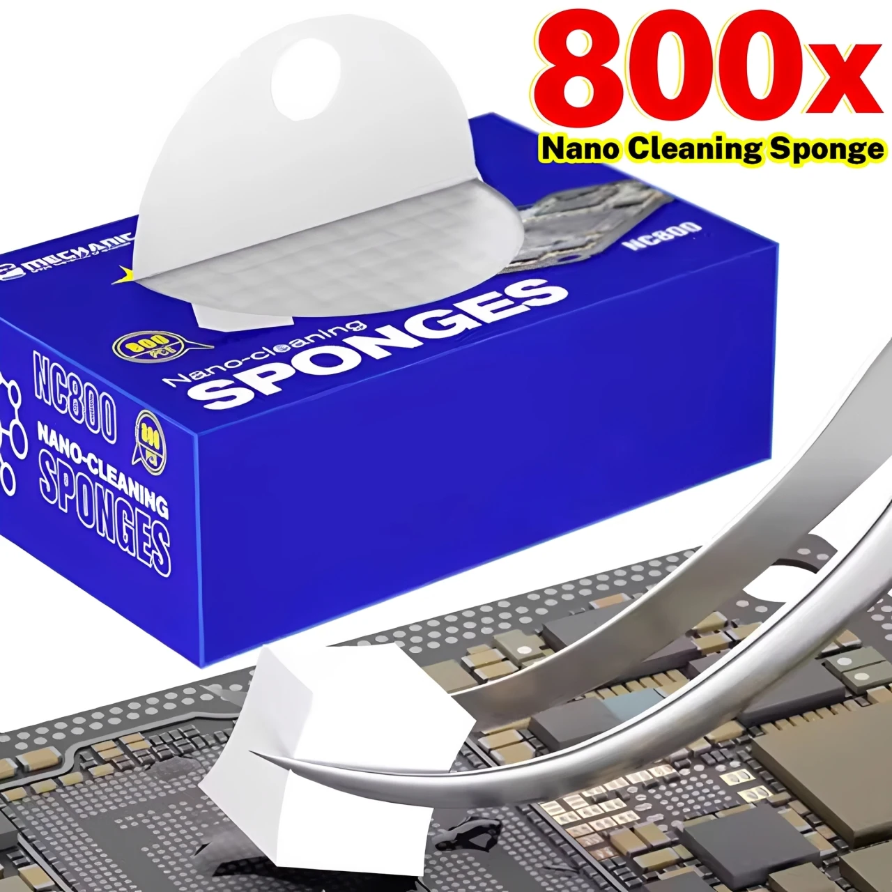 800/500Pcs NC800 Nano Cleaning Sponge For Cleaning Motherboard Screen Camera PCB Soldering Flux Solder Oil Repair Cleaner Tool