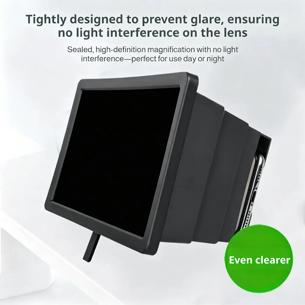 Telescopic Phone Screen Magnifier 3-4X Enlarged HD Mobile Screen Projector Anti-Glare Portable Cell Phone Video Amplifier Stand