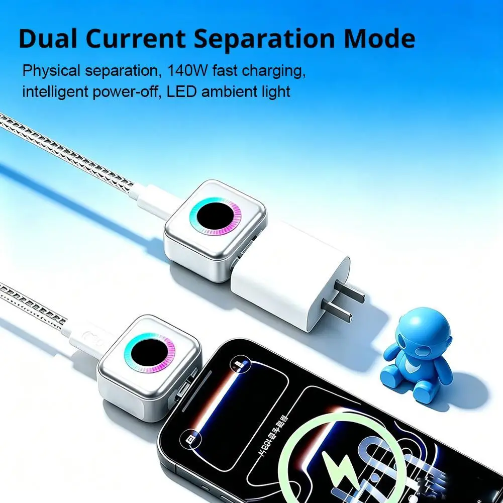 140W AI Smart Fast Charger Automatic Power Off USB C Fast Charging Adapter With LED Ambient Light For iPhone Laptop